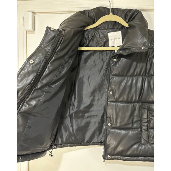 Avec Les Filles Faux Leather Black Puffer Jacket Size XS NWT Oversized - Picture 10 of 16